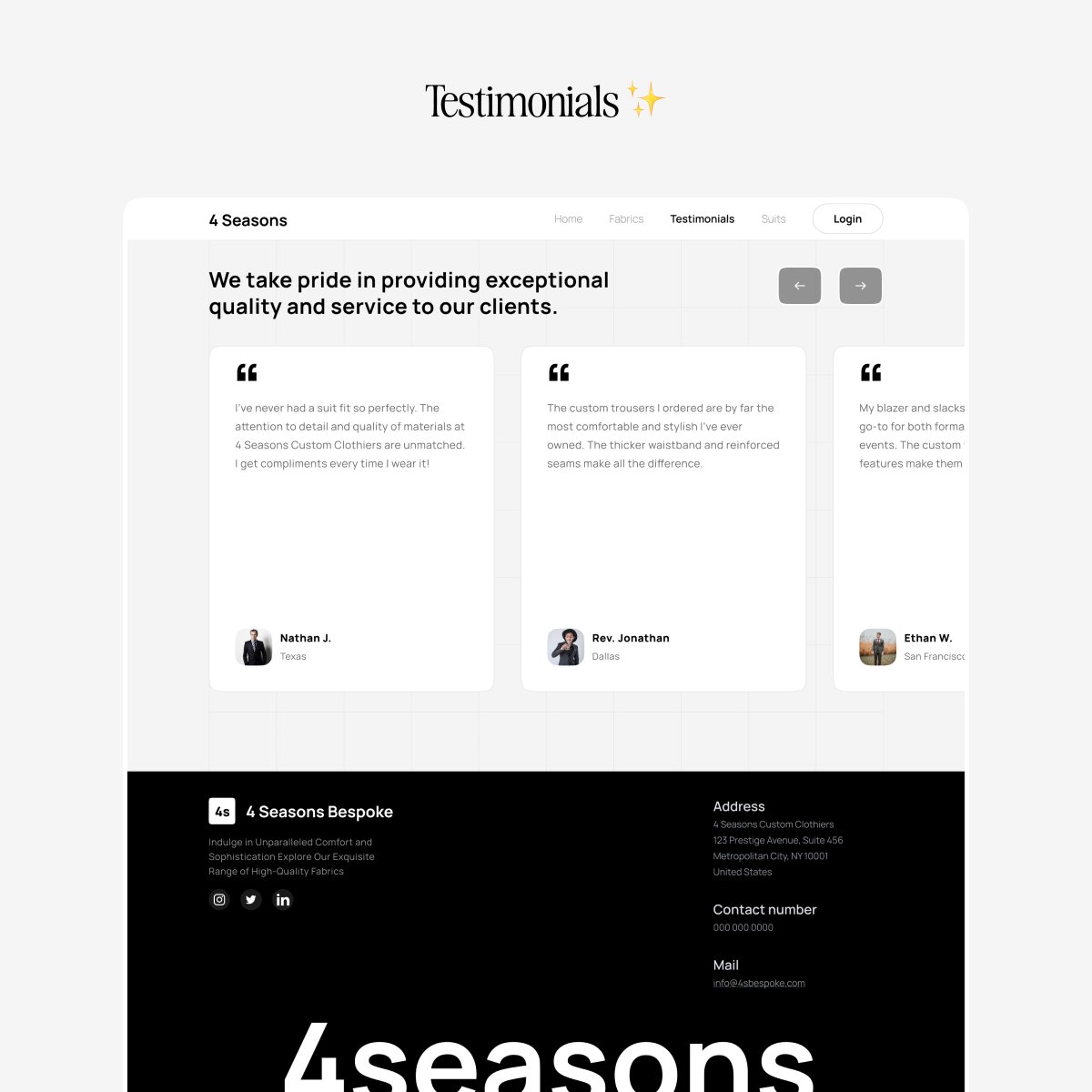 Testimonials section from a recent project.