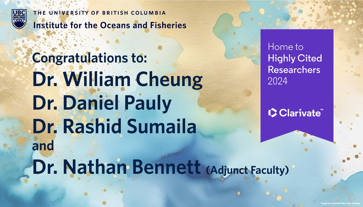 UBC Oceans (also found at ubcoceans.bsky.social) (@ubcoceans) on Twitter photo Congratulations to:
Dr. William Cheung (<a href="/coru_ubc/">Changing Ocean Research Unit</a>, <a href="/SolvingFCB/">Solving-FCB | @solvingfcb.org on BlueSky</a>)
Dr. Daniel Pauly (<a href="/SeaAroundUs/">Sea Around Us | Bluesky: @seaaroundus.org</a>)
Dr. Rashid Sumaila (<a href="/DrRashidSumaila/">Rashid Sumaila</a>, <a href="/FisheryEconomic/">Fisheries Economics Research Unit (FERU)</a>, <a href="/SolvingFCB/">Solving-FCB | @solvingfcb.org on BlueSky</a> ) and
Dr. Nathan Bennett (Adjunct faculty)
Who were named as 2024 Highly Cited Researchers by <a href="/Clarivate/">Clarivate</a> Congratulations to:
Dr. William Cheung (<a href="/coru_ubc/">Changing Ocean Research Unit</a>, <a href="/SolvingFCB/">Solving-FCB | @solvingfcb.org on BlueSky</a>)
Dr. Daniel Pauly (<a href="/SeaAroundUs/">Sea Around Us | Bluesky: @seaaroundus.org</a>)
Dr. Rashid Sumaila (<a href="/DrRashidSumaila/">Rashid Sumaila</a>, <a href="/FisheryEconomic/">Fisheries Economics Research Unit (FERU)</a>, <a href="/SolvingFCB/">Solving-FCB | @solvingfcb.org on BlueSky</a> ) and
Dr. Nathan Bennett (Adjunct faculty)
Who were named as 2024 Highly Cited Researchers by <a href="/Clarivate/">Clarivate</a>