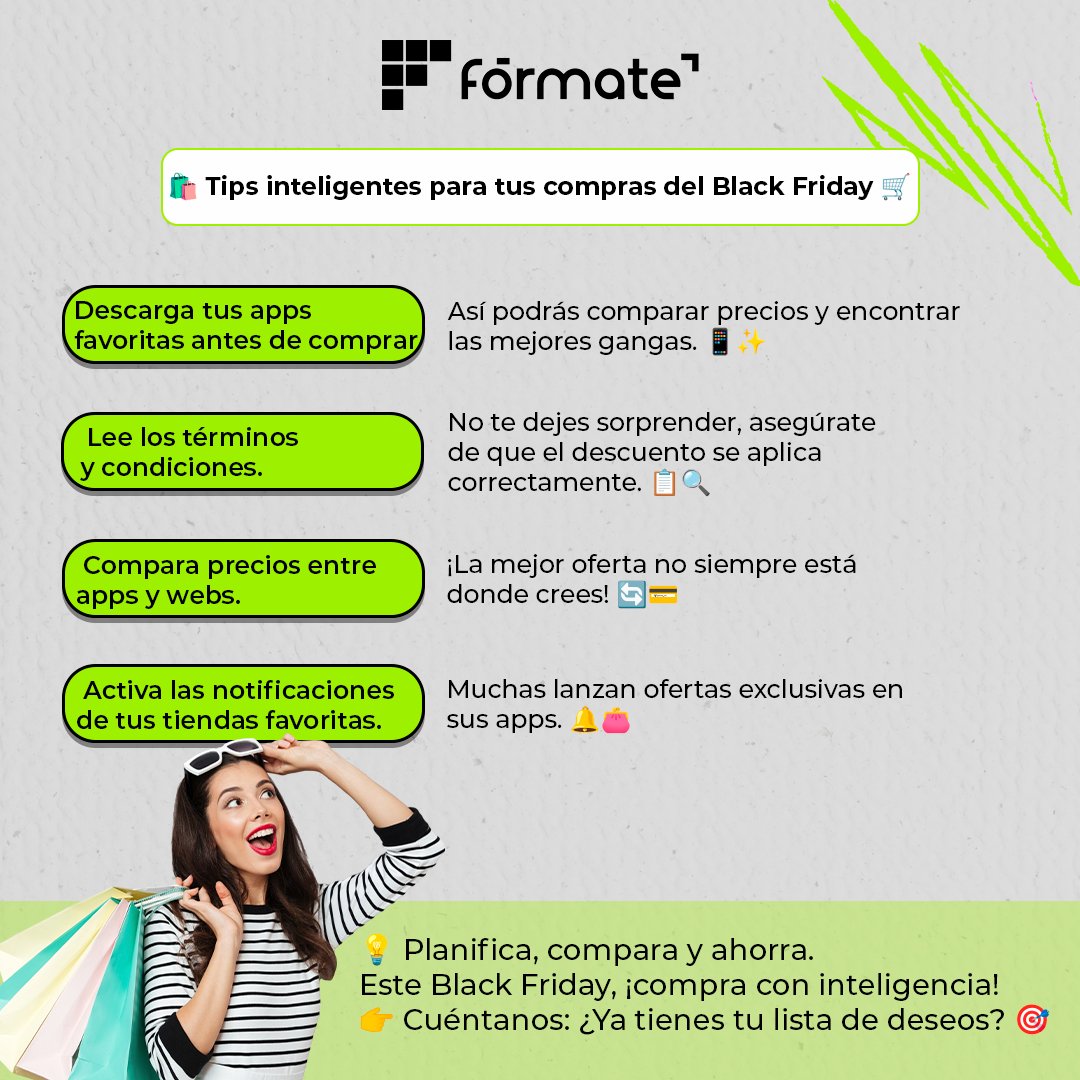 🛍️ Tips para compras inteligentes 💳 Si te gusta la info, dale like al post ❤️ y síguenos en las redes sociales para encontrar más información de valor. ✨ 👉 ¿Tienes más tips? ¡Déjalos en comentarios! 💬  #cursosonline #cursosgratuitos #cursosgratis #gratis #Formate_es