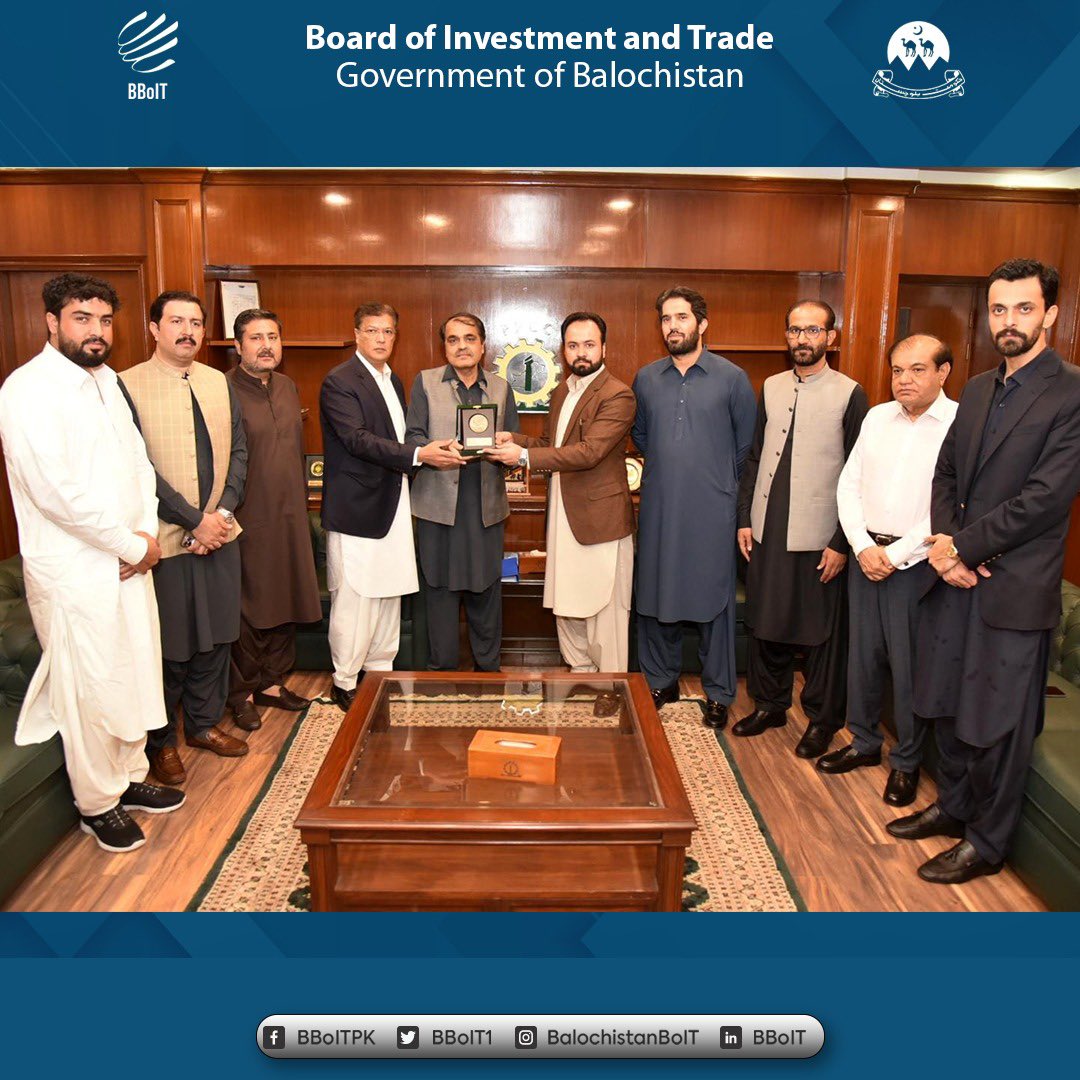 BBoIT1's tweet photo. FPCCI hosted key leaders incl. Vice Chairman #bboit Mr. Bilal Kakar, S.M. Tanveer (UBG), Alauddin Marri (ex-CM), &amp; Mian Zahid Hussain (FPCCI) to discuss Balochistan Investment Summit, focusing on growth, investment &amp; scholarships for students. 

#Balochistan #InvestmentSummit https://t.co/r4dvMXZP3E