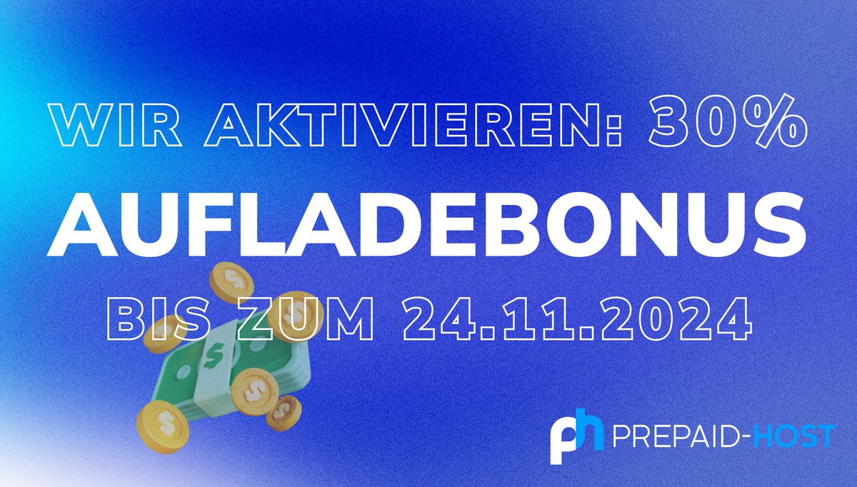 💥 Ihr habt uns umgehauen! Unsere Server waren ruckzuck ausverkauft. 🙌
Als Dankeschön gibt’s bis Sonntag, 24.11.2024, einen 30% Aufladebonus! 💸 Perfekt für Verlängerungen oder kommende Projekte.
⚡ Schnell aufladen und Bonus sichern!
prepaid-host.com/transactions/a…