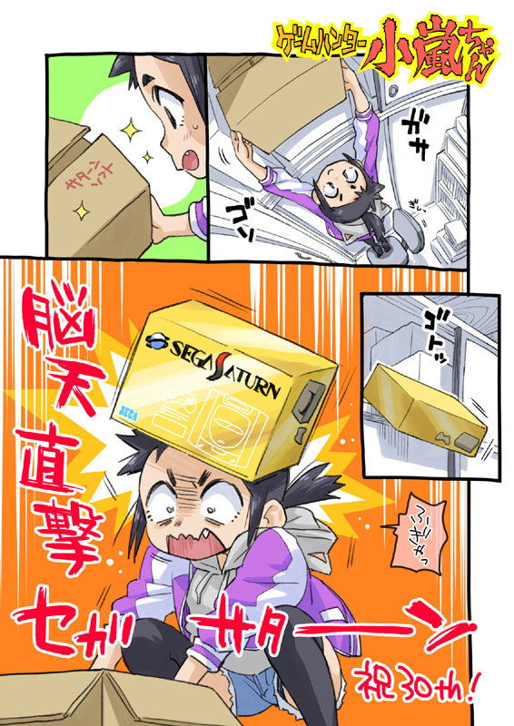 セガサターン発売30周年記念!
「脳天直撃セガサターン」は当時のキャッチコピーです。
自宅でバーチャファイターやデイトナUSAが遊べる感動は、まさに脳天直撃でした。
落ちてきたのが空き箱でよかったね、小嵐ちゃん。
#セガサターン30周年