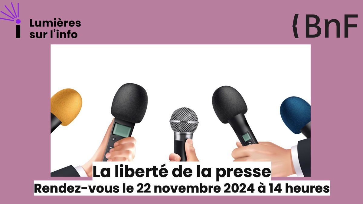 🔴 Lumières sur l'info et la BNF organisent leur nouveau webinaire ce vendredi à 14h00, avec pour thème "la liberté de la presse". Pour le suivre en direct vidéo, notamment avec vos élèves dans les salles de classe, connectez-vous sur ce lien : youtube.com/live/QkJa4Gcs6…