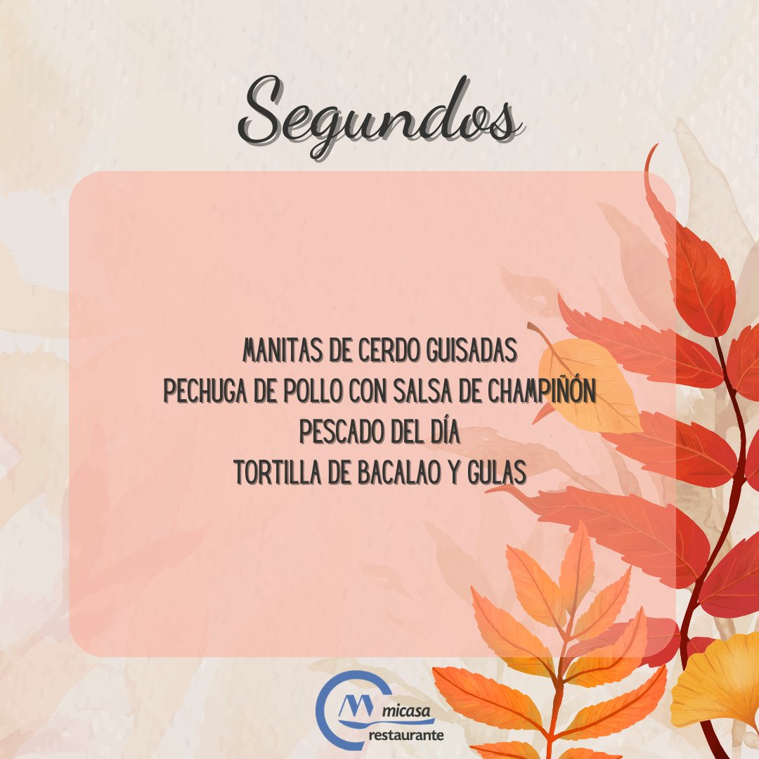 micasarestau's tweet photo. ¿Preparados para el fin de semana? Vamos con nuestro menú para hoy, y os esperamos todo el fin de semana con nuestras hamburguesas, raciones y nuestra carta.
.
.
#menudeldia #comerbien #comercomoencasa #cuellar #menudeldiacuellar #comerencuellar #turismocuellar #cocinacasera https://t.co/vMmrzIcig7