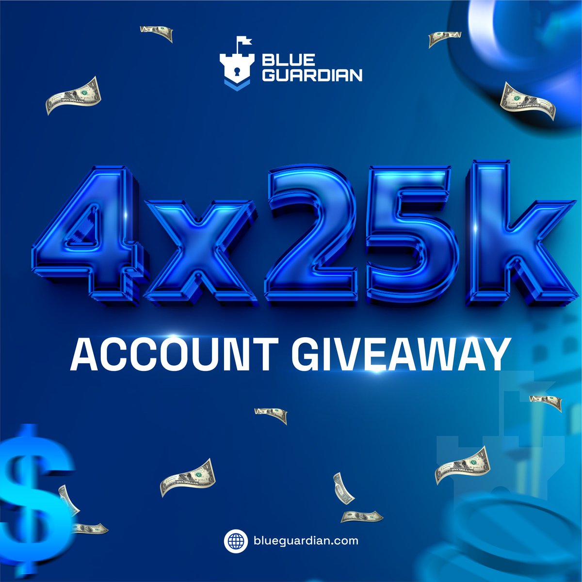 🛡️ GIVEAWAY ALERT 4 x $25,000 🛡️

1) Follow @blueguardiancom &amp; turn notifications ON 🔔

2) Like, Repost &amp; Tag 3 Traders

3) Engage with quoted Tweet

72h 🛡️