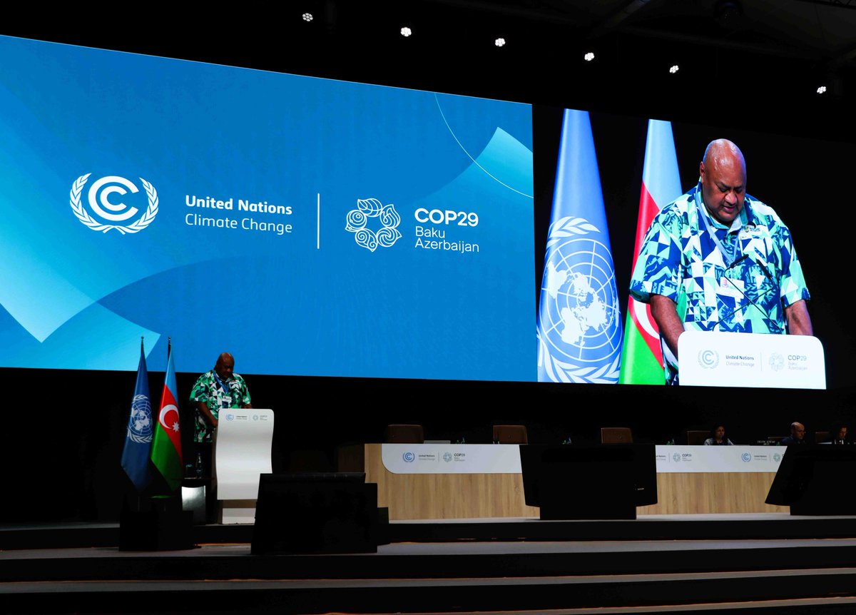 SprepChannel's tweet photo. "Let us remember once more the urgency of our mission to 1.5, in solidarity for a green world, and the impact of our decisions on future generations. For Small Island Developing States their survival is non-negotiable." - Mr Nawadra of #SPREP at #COP29 https://t.co/unp3PEgch2 https://t.co/FwN5Ru3eYa