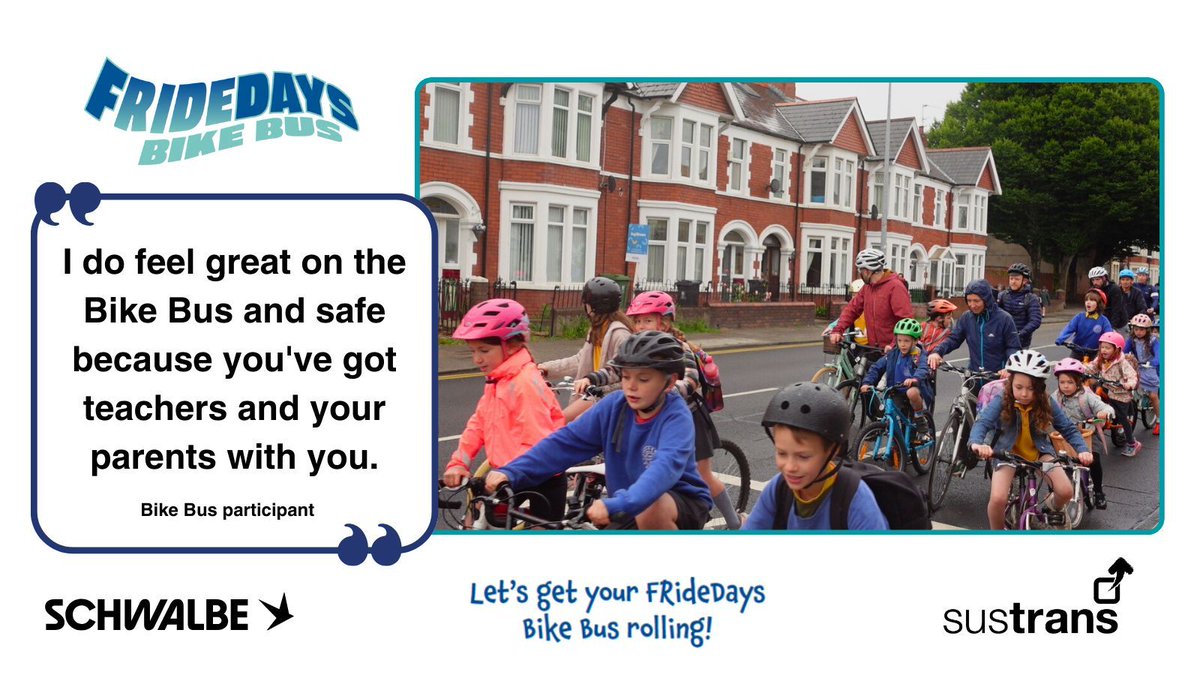 FRideDays Bike Bus (@fridedaysbb) on Twitter photo Cycling in a #BikeBus with adults helps children to feel safe and supported every pedal of the way for the journey to school. ๐ดโโ๏ธ Make a pledge this #RoadSafetyWeek to get a Bike Bus rolling with our FREE toolkit ๐ buff.ly/3P74WDo @sustrans <a href="/SchwalbeUK/">Schwalbe Tyres UK</a> #FridayWeCycle Cycling in a #BikeBus with adults helps children to feel safe and supported every pedal of the way for the journey to school. ๐ดโโ๏ธ Make a pledge this #RoadSafetyWeek to get a Bike Bus rolling with our FREE toolkit ๐ buff.ly/3P74WDo @sustrans <a href="/SchwalbeUK/">Schwalbe Tyres UK</a> #FridayWeCycle
