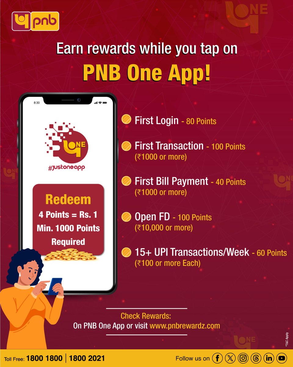 pnbindia's tweet photo. Tap, earn, and repeat with the PNB One App!
Click here to download the PNB One App: https://t.co/ooMU8QmmVb
#Rewards #RewardPoints #LoyaltyPoints #RedeemNow #DownloadNow #Banking #PNB https://t.co/gWMywVatxE
