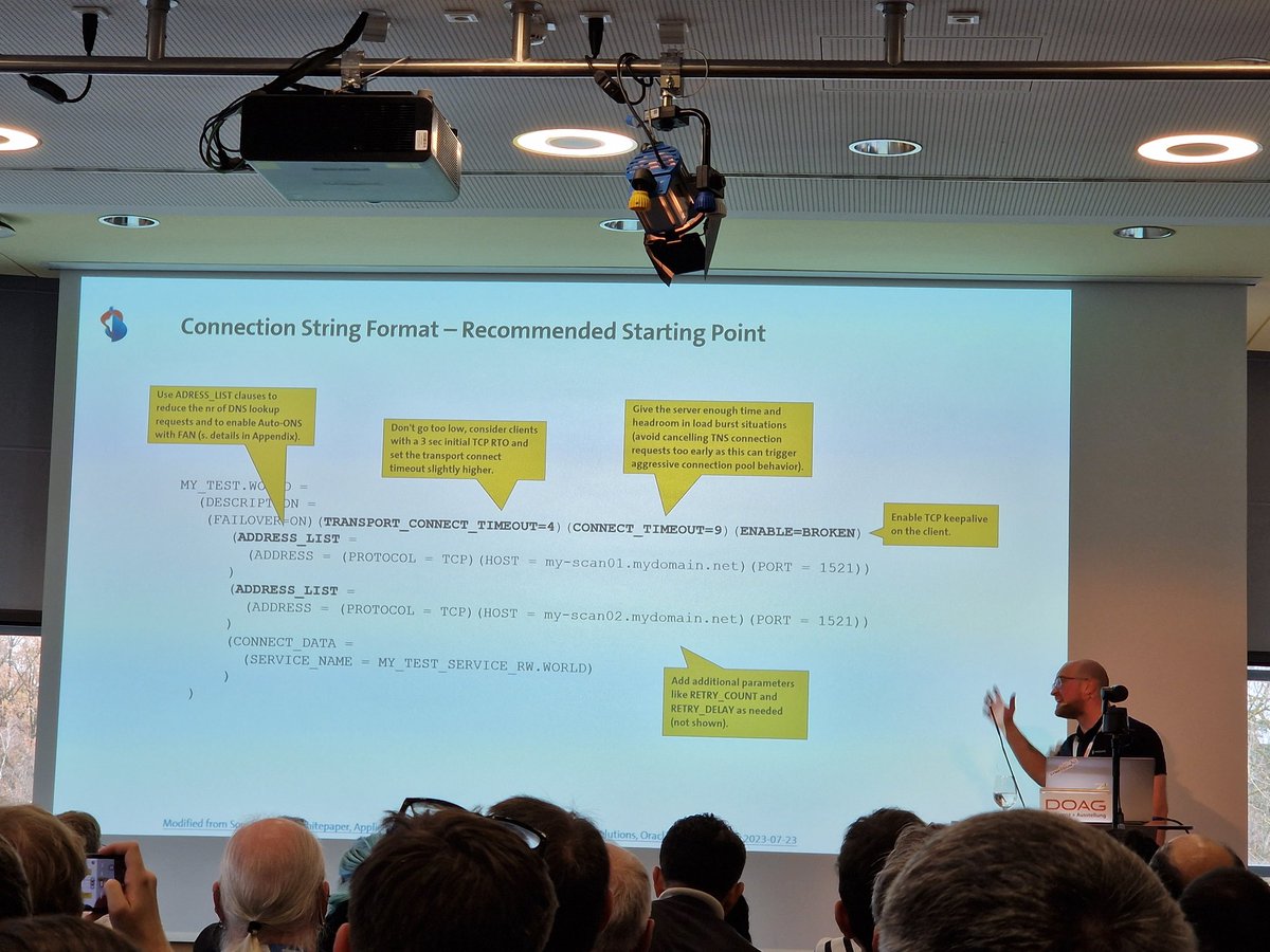 Dirty Dancing of Client&amp;Server. Connectivity timeouts in depth with <a href="/chris_skyflier/">Christoph Lutz</a> at #DOAG2024 
Great session. Many thx for sharing your expertise!