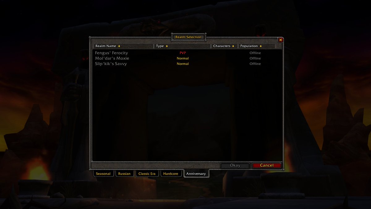 #WowClassic 
?? Fresh realms online day early perhaps??