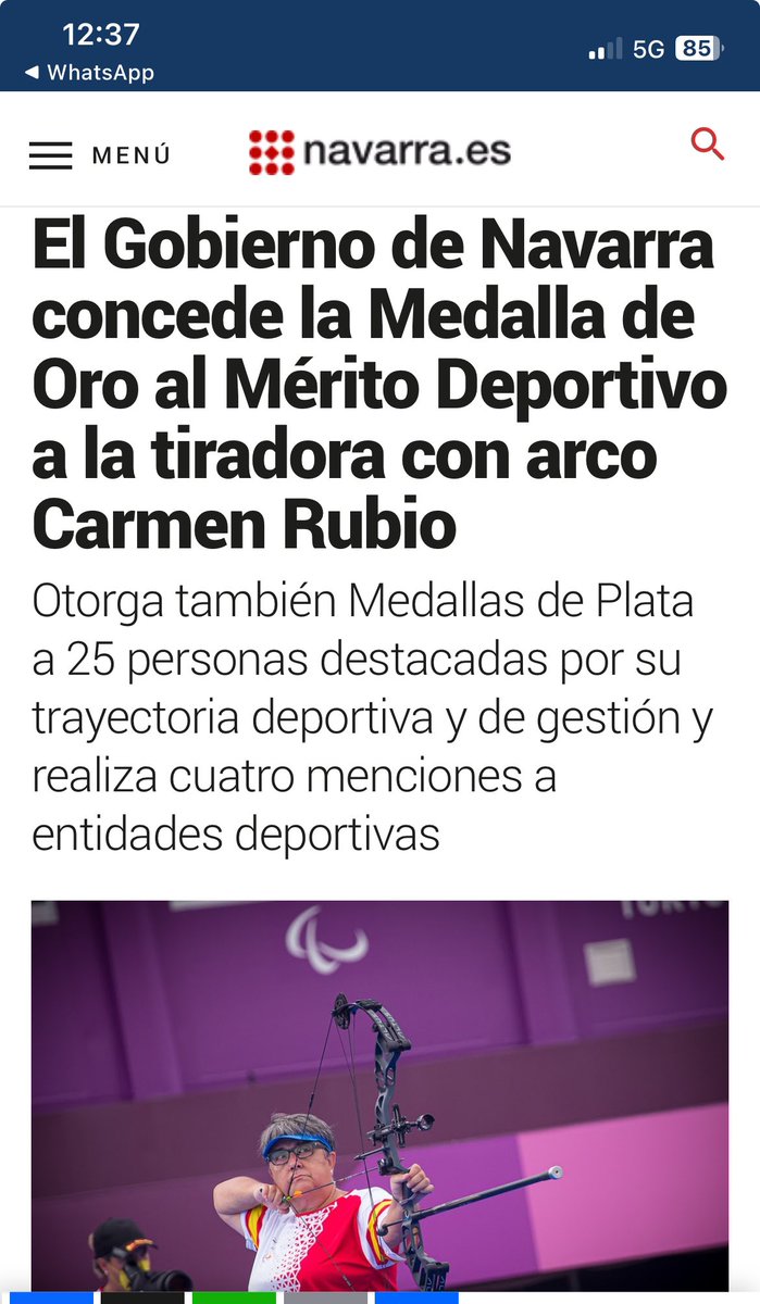 Felicidades Carmen por esa medalla de oro del deporte navarro. Orgullo de que formes parte de nuestro club navarra.es/es/-/nota-pren…
