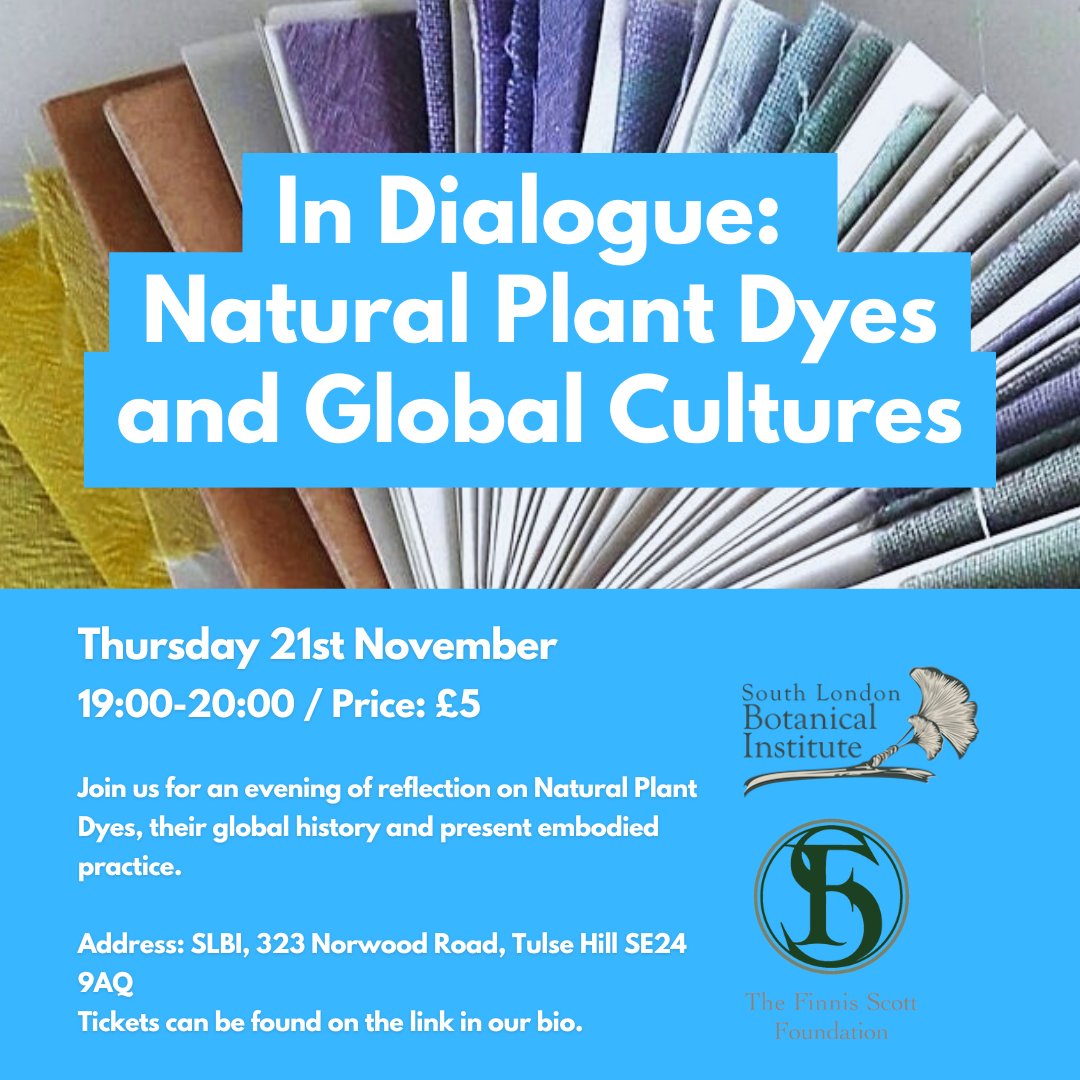 🌿Join us at the #SLBI on Nov 21 for In Dialogue: Exploring Natural Dye Plants. Learn from PhD Researcher at <a href="/kewgardens/">KewGardens</a>, Viveca Mellegård &amp; artist Zoë Burt (<a href="/SeedsofFashion/">Zoe Burt</a>) as they explore natural dyes, history, &amp; sustainability. 
🎟️ bit.ly/slbi_events #NaturalDyes #EcoArt