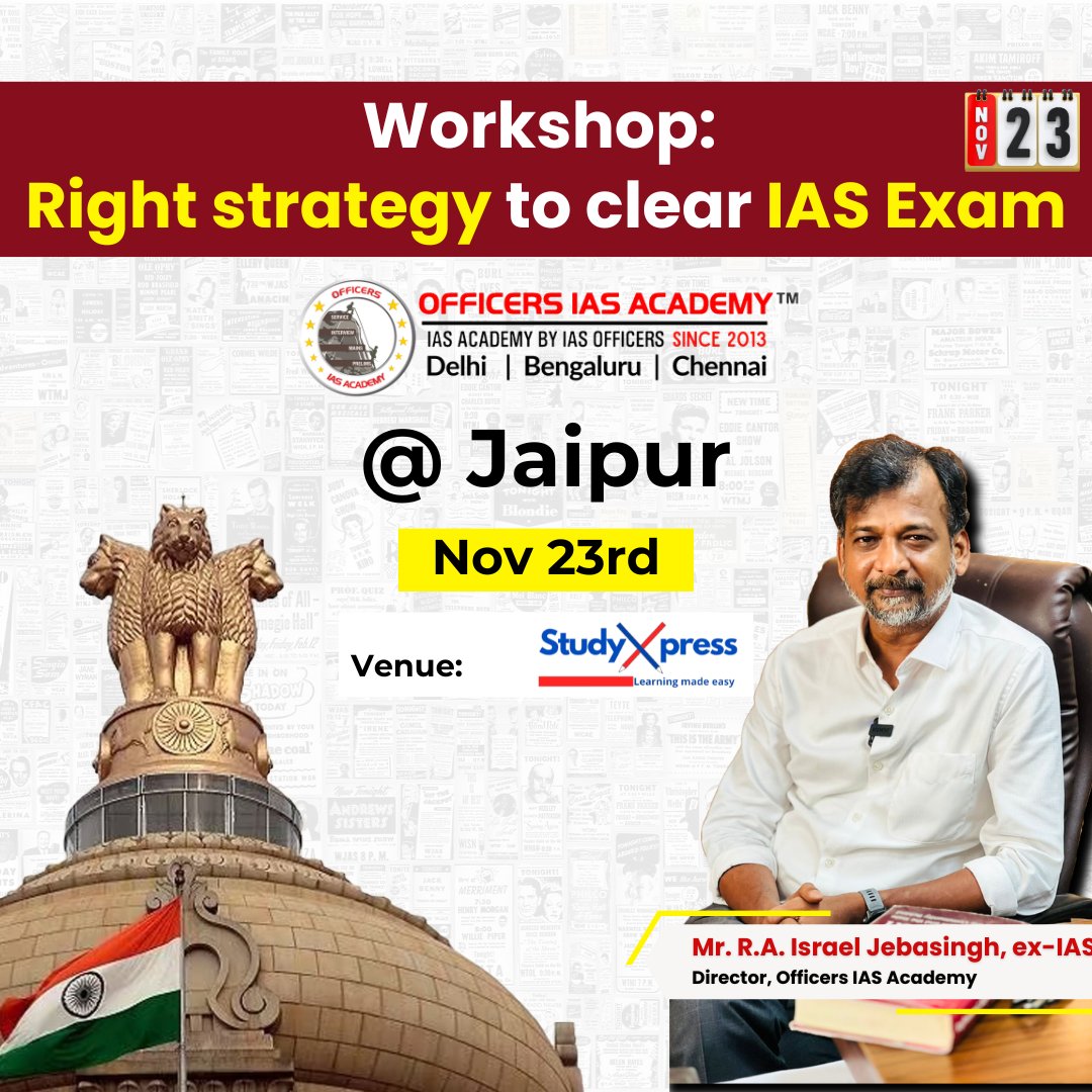 OfficersIAS's tweet photo. Registration link - https://t.co/IThGOMHFNL   

Jaipur Aspirants! Ready to crack the IAS Exam with the right strategy !!

@UpscforAll @upscsuccess @UPSC_Notes @jaipur
#UPSC #iasexam #upscexam #IPS #civilservice https://t.co/Zgv5sU5tq6
