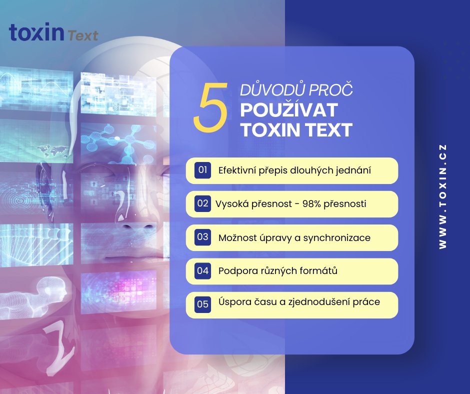 CzToxin's tweet photo. 🔊✨ Co je toxinText?

ToxinText je inteligentní aplikace, která převádí mluvené slovo na text – ideální pro zápisy z jednání, titulky k videím a mnoho dalšího! 📝🎥

#toxinText #digitalizace #technologie #zápisy #titulky #přepis https://t.co/CzAJhMUt3F