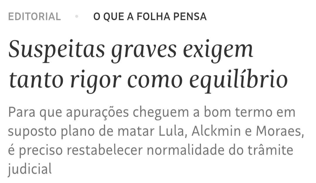 fabiana moraes (@fabi2moraes) on Twitter photo A <a href="/folha/">Folha de S.Paulo</a> que pede equilíbrio na gravíssima investigação sobre o plano de triplo assassinato de autoridades do alto escalão da República manchetou Tarcísio ligando Boulos ao PCC no dia das eleições municipais sem solicitar qualquer dosagem de moderação. A <a href="/folha/">Folha de S.Paulo</a> que pede equilíbrio na gravíssima investigação sobre o plano de triplo assassinato de autoridades do alto escalão da República manchetou Tarcísio ligando Boulos ao PCC no dia das eleições municipais sem solicitar qualquer dosagem de moderação.