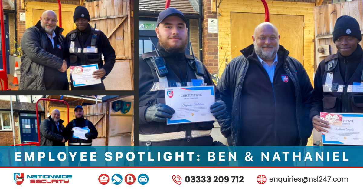 📷 Spotlight on Ben and Nathaniel!  📷

We are thrilled to award Ben and Nathaniel for their exemplary performance.

#EmployeeSpotlight #Teamwork #NSL247 #SecurityExperts #Recognition #DedicationToSafety #ThankYou #SecuritySuccess #EmployeeAppreciation #CommitmentToExcellence