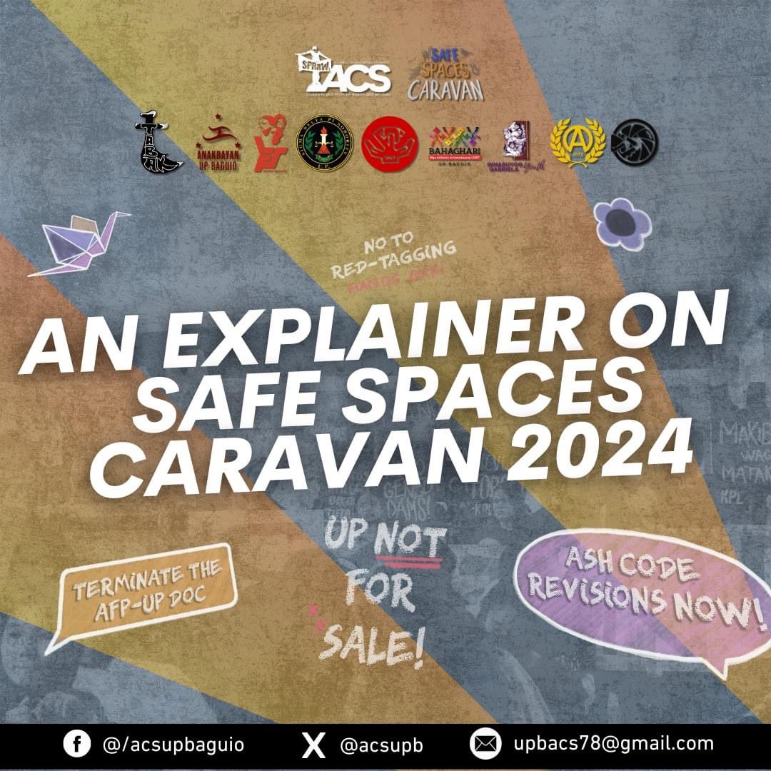acsupb's tweet photo. SAFE SPACES CARAVAN EXPLAINER

The Safe Spaces Caravan 2024 seeks to strengthen the fight for our right to adequate, accessible, and safe spaces at UPB. Its primary goal is to conduct a thorough evaluation of the current state of physical spaces across the university. https://t.co/Qpx2759WIL