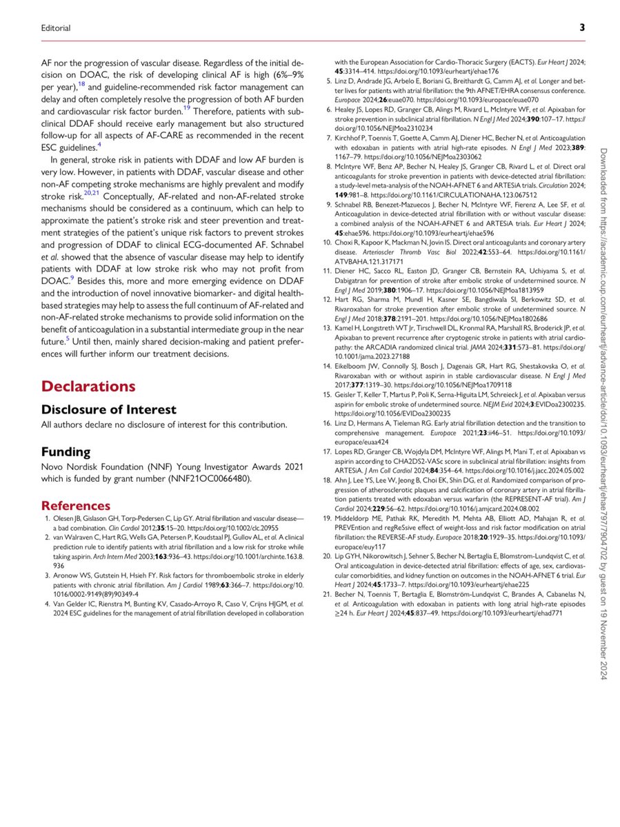 Dominik Linz (@dominik_linz) on Twitter photo #Epeeps
#EHJ <a href="/ESC_Journals/">European Society of Cardiology Journals</a>
Anticoagulation in device-detected atrial fibrillation with or without vascular disease: a combined analysis of the NOAH-AFNET 6 and ARTESiA trials
📖 academic.oup.com/eurheartj/adva…
______
Marisevi Chaldoupi and I wrote an #Editorial on this interesting #Epeeps
#EHJ <a href="/ESC_Journals/">European Society of Cardiology Journals</a>
Anticoagulation in device-detected atrial fibrillation with or without vascular disease: a combined analysis of the NOAH-AFNET 6 and ARTESiA trials
📖 academic.oup.com/eurheartj/adva…
______
Marisevi Chaldoupi and I wrote an #Editorial on this interesting