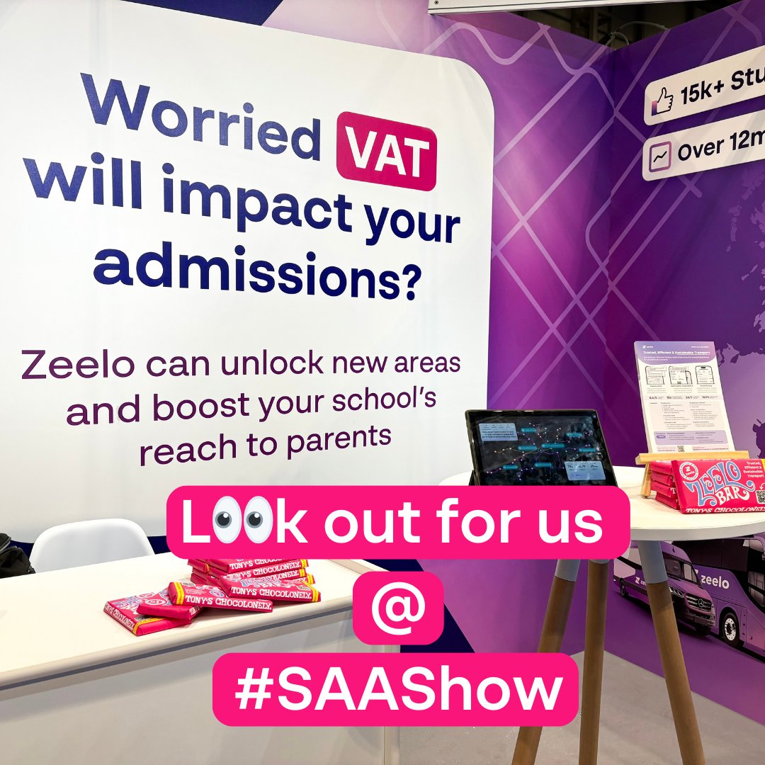 Zeelo (@gozeelo) on Twitter photo Luke and Chloe are on hand at the Independent Schools Conference, hosted at the <a href="/SAA_Show/">Schools & Academies Show</a> show today. Swing by stand L16 to speak with them about how we're helping schools to mitigate the impact of VAT and boost admissions numbers for next year! Luke and Chloe are on hand at the Independent Schools Conference, hosted at the <a href="/SAA_Show/">Schools & Academies Show</a> show today. Swing by stand L16 to speak with them about how we're helping schools to mitigate the impact of VAT and boost admissions numbers for next year!