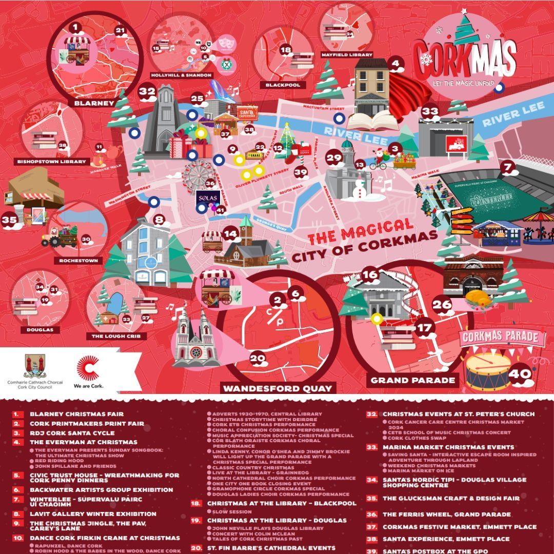 Map out your Corkmas!🎅 

There are plenty of festive events happening across the city over the next few weeks for all ages🎁 

Click the link to find out more 🔗buff.ly/48WGD30