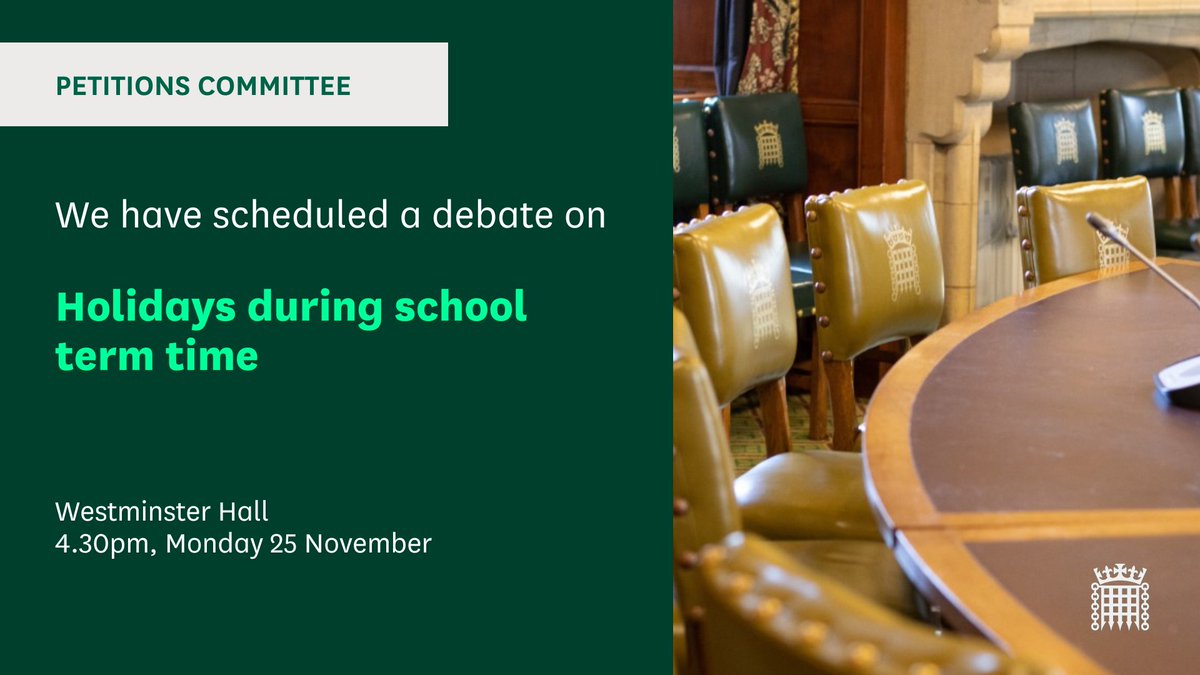 We have scheduled a Westminster Hall debate on a petition relating to holidays during school term time.