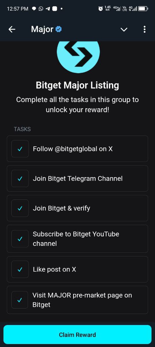 Repost4Free's tweet photo. @bitgetglobal @majoroftelegram Tasks completed. https://t.co/1JOEYmEDxI