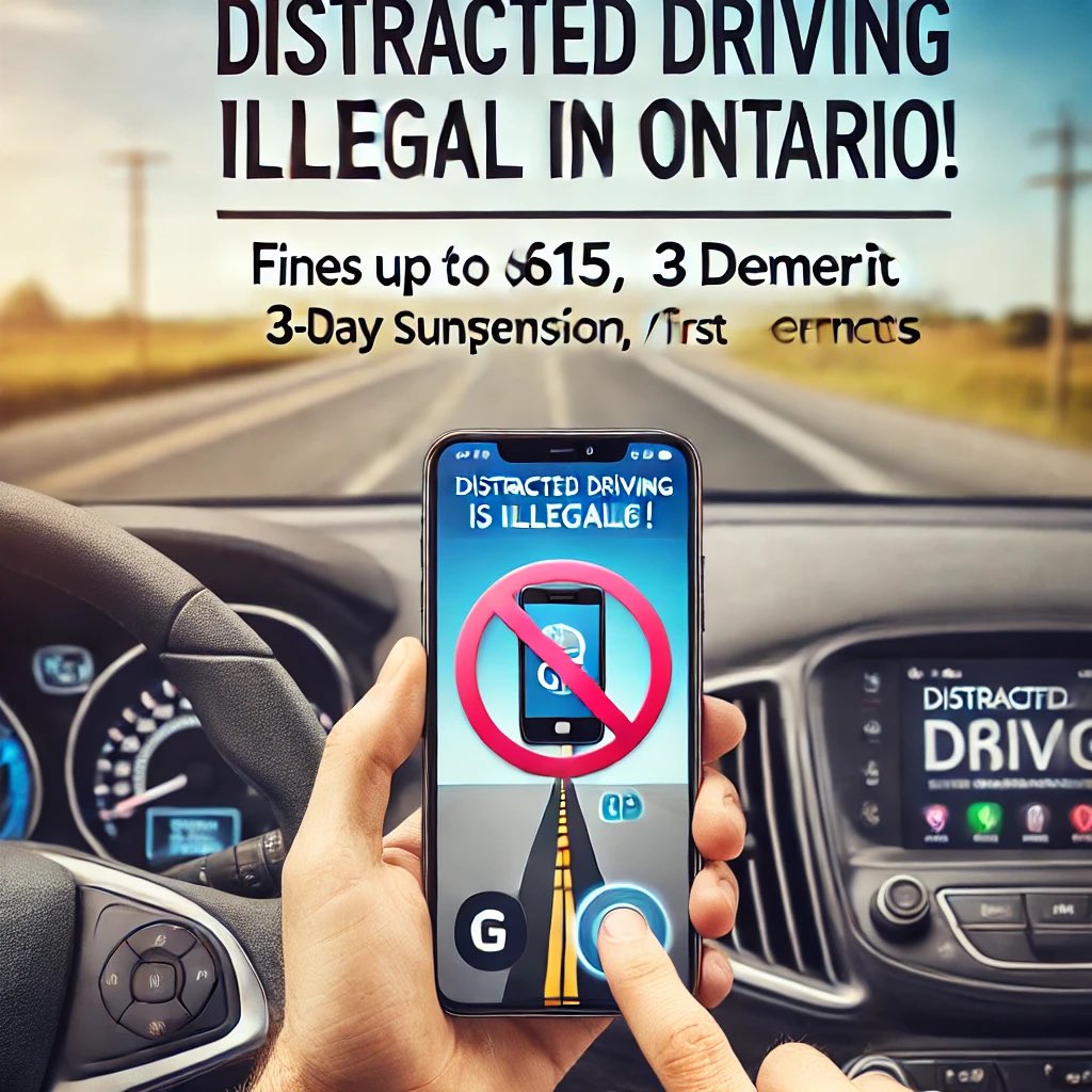 PCPappy's tweet image. Using a handheld cell phone, even for GPS, is not an exception under distracted driving laws. Penalty: $615 fine, 3 demerit points, and 3-day suspension (1st offence). Focus on the road, not your phone! #DriveSafe #PappysTips #RoadSafety