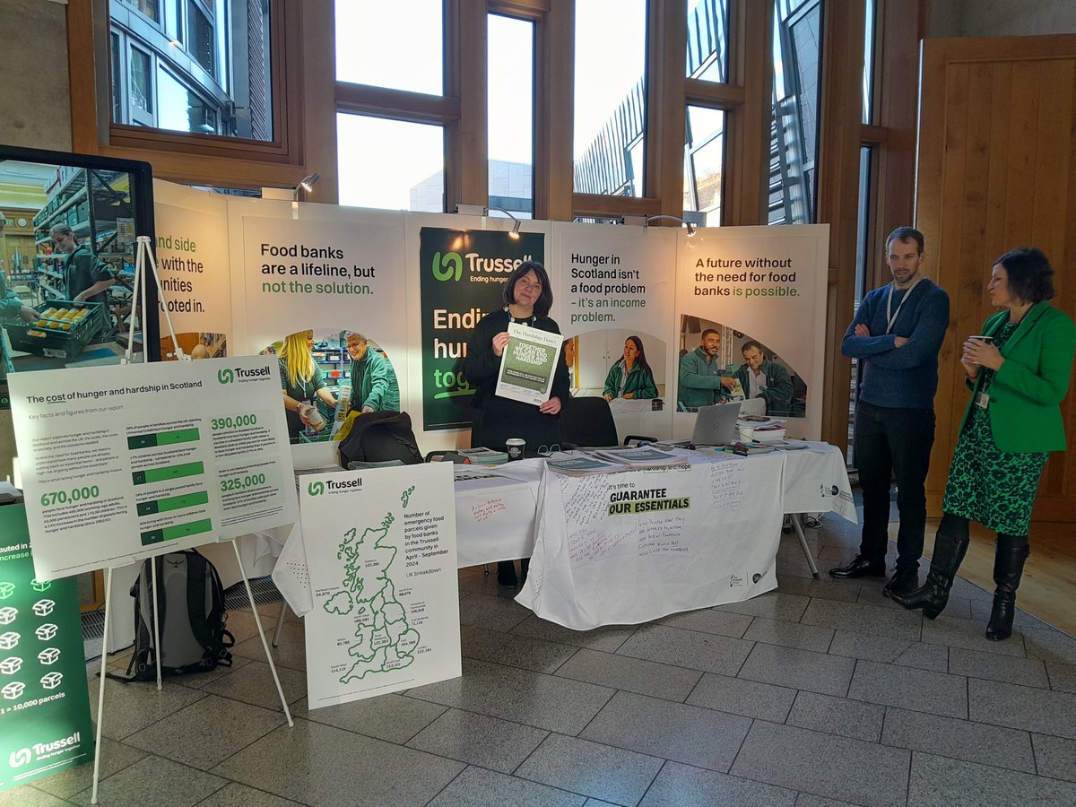 We're in Edinburgh today, helping to staff <a href="/TrussellScot/">Trussell Scotland</a> 's display in the Scottish Parliament and talking to as many MSPs as we can about how to end #hunger and the need for #foodbanks