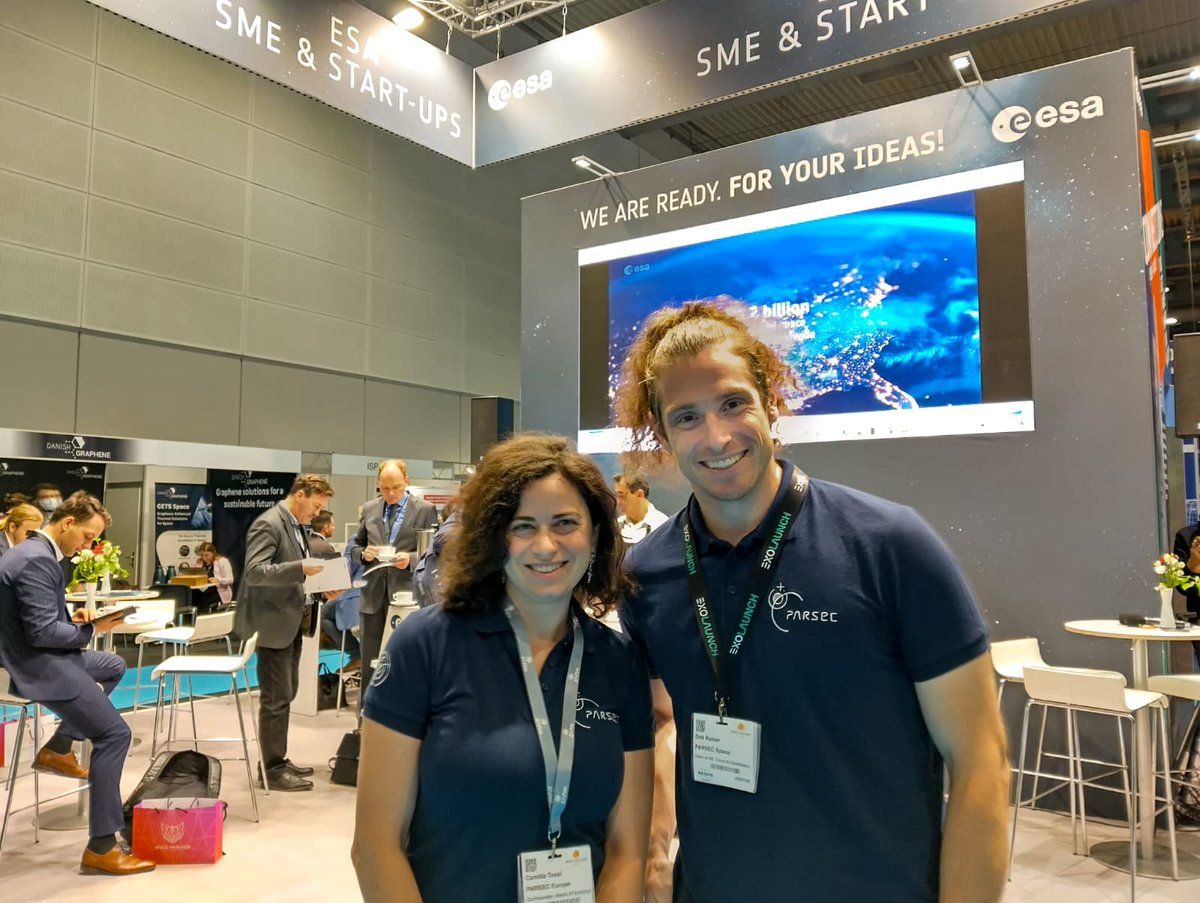 parsec_space's tweet photo. Big day for PARSEC! 🚀

Our co-founders Camilla &amp; Dirk shared our vision for commercial astronaut training at Europe’s largest B2B space event.

Thanks to @esabicswe &amp; the @ESA SME booth for this amazing opportunity! 🌍

#SpaceTechExpo #CommercialSpaceflight #AreYouSpaceReady https://t.co/L3Sgs5wvUO