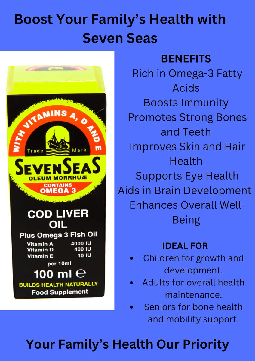 netmedske's tweet image. Strengthen Your Family's Health with Seven Seas! 
Rich in Omega-3 and essential vitamins
✅ Build strong bones and teeth
✅ Boost immunity for every age
✅ Support brain development in kid
#sevenseas #codliveroil #family #ServingWithCare #netmedske #familyhealth #breatheeasy