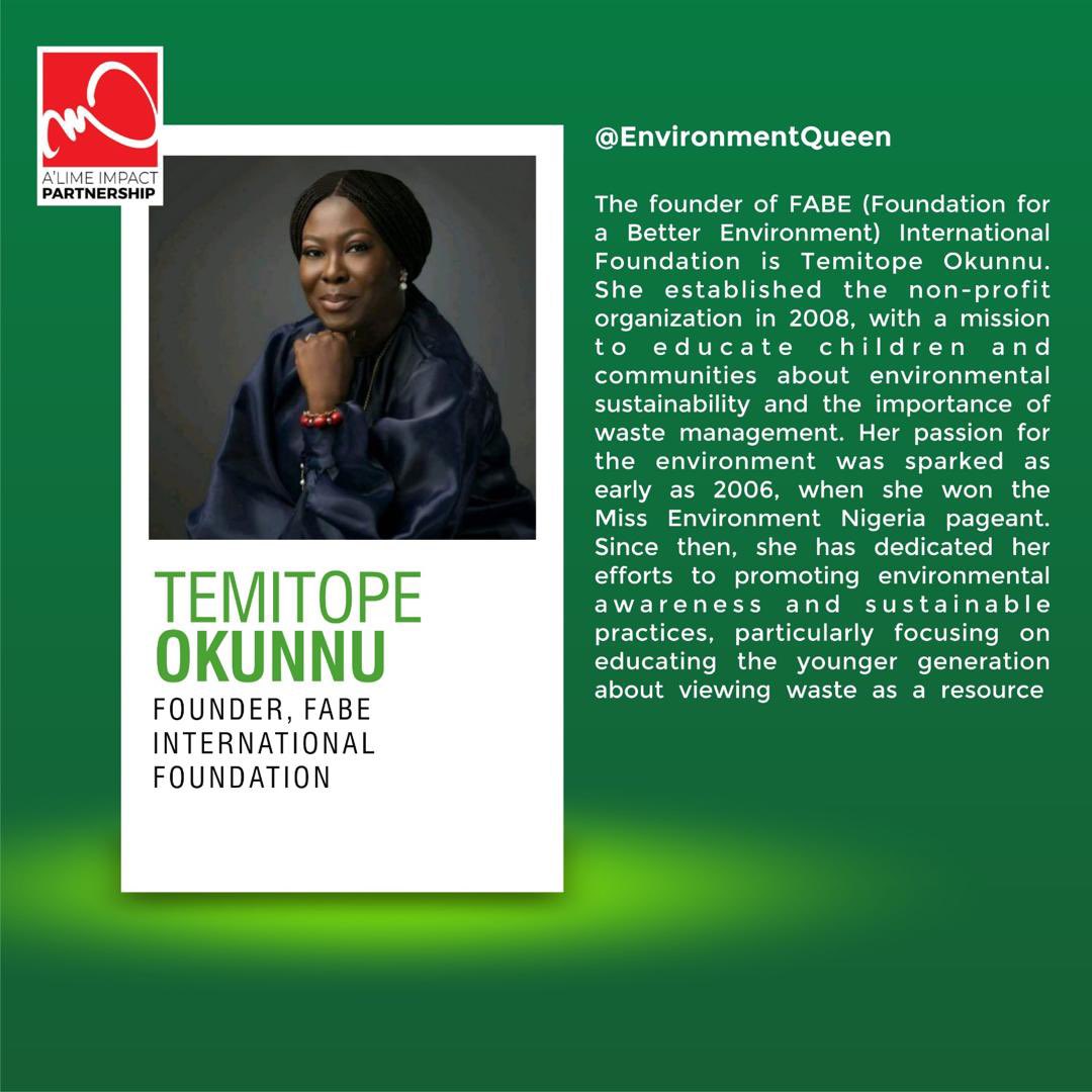 In celebration of Global Entrepreneurship week we honour these entrepreneurs  who are leading the charge towards a greener future. 

<a href="/theglobaltemi/">Temilade Salami | Environmentalist</a> 
<a href="/TemitopeOkunnu/">#TheEnvironmentQueen</a> 
<a href="/Dzennypha/">Jennifer Olachi Uchendu</a> 
<a href="/freeerecycle/">Freee Recycle Limited</a>

#globalentrepreneurshipweek
