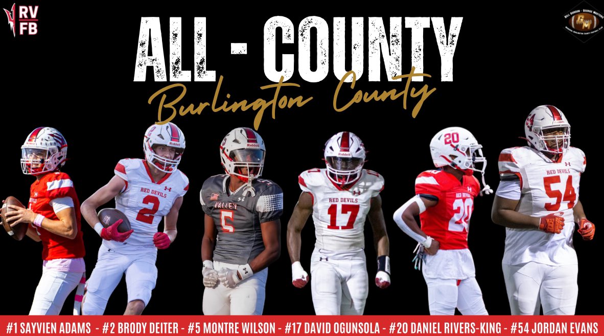 CoachLucas74's tweet photo. Congratulations to the following players on earning All-County Selections‼️🏈

🔴 Brody Deiter WR
⚪️ Sayvien Adams QB
🔴 Montre Wilson ATH
⚪️ Jordan Evans OL
🔴 Daniels Rivers King DB
⚪️ David Ogunsola DL

#ForksUp https://t.co/B9tFFgUT6y