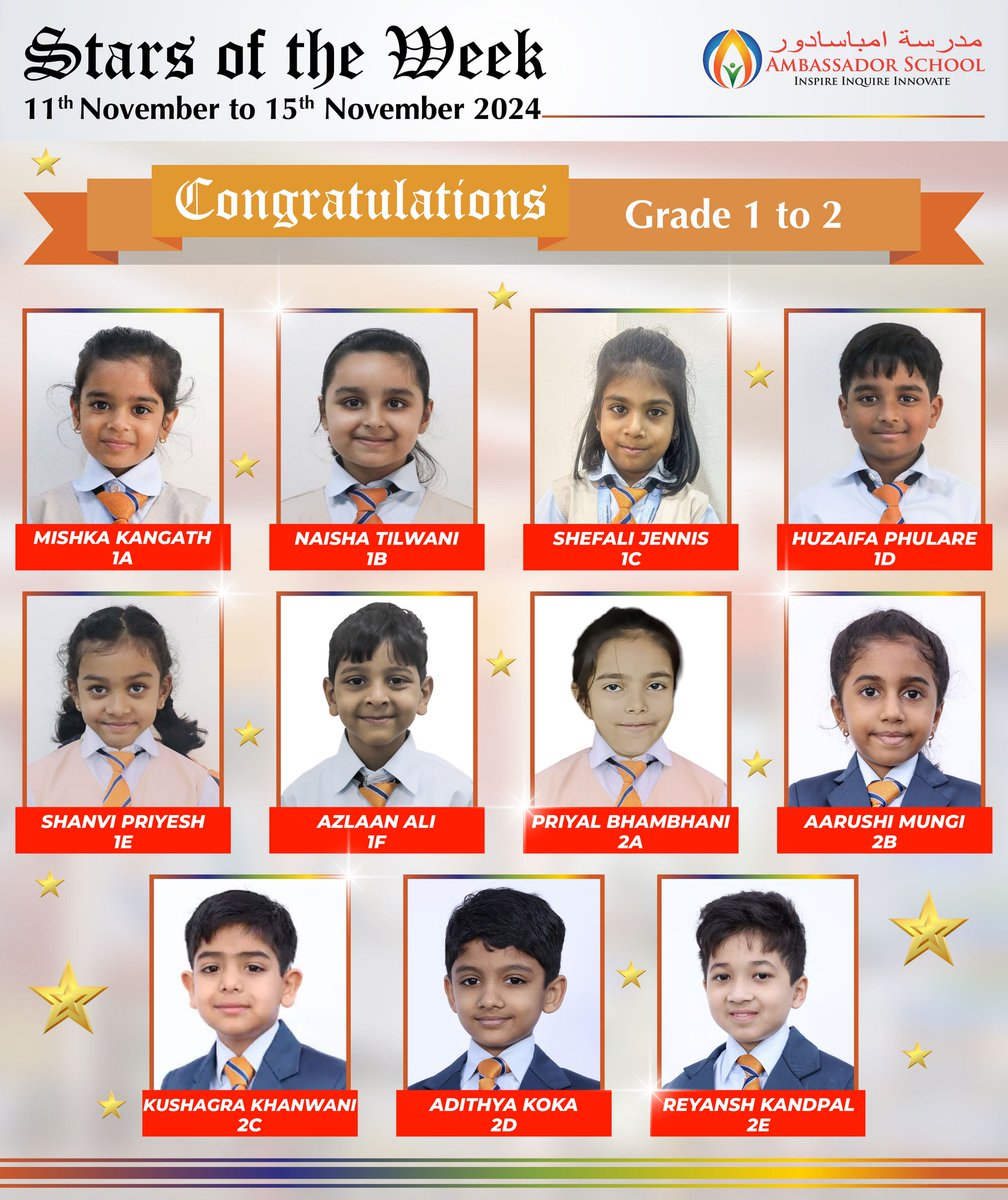 AmbassadorDXB's tweet photo. Stars of the Week'📷📷📷📷
#ambassadorschooldubai
#ambassadorschooldubaiparentcommunity
#ambassadorschooldubaiwellbeing
#ambassadorschooldubaistarsoftheweek
#ambassadorschooldubaistudentexcellence https://t.co/wBUyBHXpUg