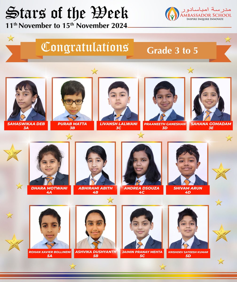 Stars of the Week'📷📷📷📷
#ambassadorschooldubai
#ambassadorschooldubaiparentcommunity
#ambassadorschooldubaiwellbeing
#ambassadorschooldubaistarsoftheweek
#ambassadorschooldubaistudentexcellence