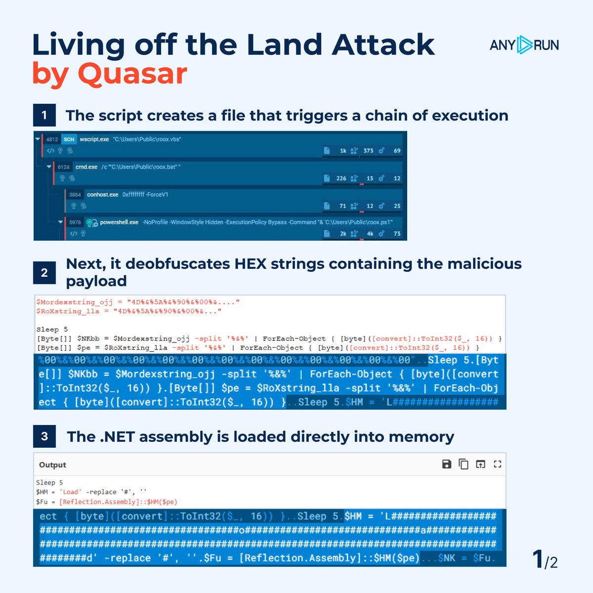 anyrun_app's tweet image. 🎯 #Fileless malware attack leveraging #PowerShell – #ExploreWithANYRUN
⚠️ The #loader, which we named #Psloramyra, employs a Living off the Land Attack for privilege escalation and defense #evasion
🔎 Using a #LoLBaS technique, it creates a file that triggers a chain of…