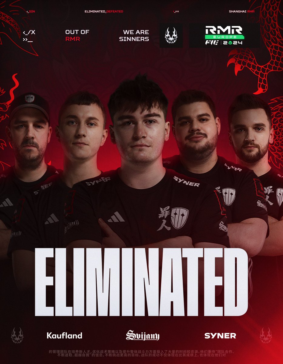 SINNERS Esports (@sinners_esports) on Twitter photo Always 2 rounds short. 💔
Out of the <a href="/CS_PerfectWorld/">CS_PerfectWorld</a> Shanghai RMR, thanks for all the laughs, messages and early wake ups, we love y’all and we’ll be back again soon. 🇨🇿🖤❤️
#SINCS2 | #ShanghaiMajor Always 2 rounds short. 💔
Out of the <a href="/CS_PerfectWorld/">CS_PerfectWorld</a> Shanghai RMR, thanks for all the laughs, messages and early wake ups, we love y’all and we’ll be back again soon. 🇨🇿🖤❤️
#SINCS2 | #ShanghaiMajor