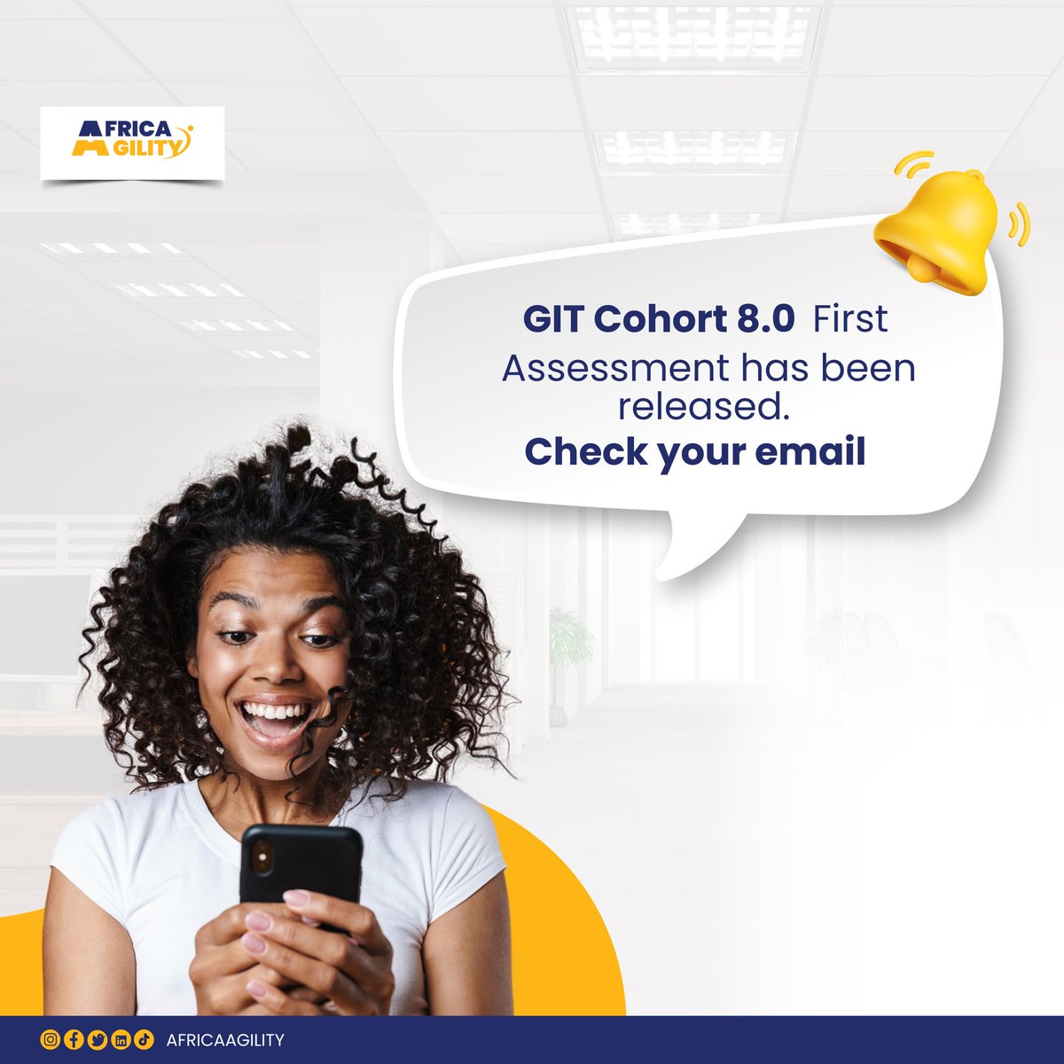 AfricaAgility's tweet photo. 🚨 Heads up, GIT Cohort 8.0!🚨  

Your first assessment is live! 📝  

Check your email now and take the first step toward unlocking your full potential. 

Let’s make it count! 💪💡  

#AfricaAgility #GIT8 #FutureTechLeaders #WomenInTech #LevelUp #TechSkillsForImpact https://t.co/EKwu6yTC6G