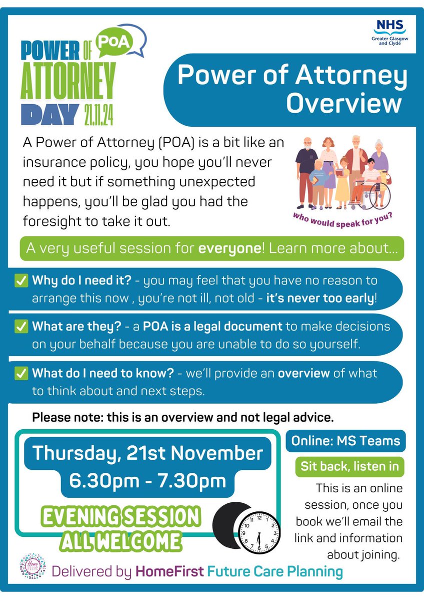 NHSGGC - Planning Your Care (@nhsggc_fcp) on Twitter photo Did you know, the best time to put a #PoA in place is when you don't need it! We're encouraging everyone to have these conversations with friends & family #BePrepared
Learn how ๐ buff.ly/4dK6lbF
<a href="/EastDunHSCP/">East Dun HSCP</a> <a href="/GCHSCP/">Glasgow City HSCP</a> <a href="/WDCouncil/">West Dunbartonshire Council</a> <a href="/RenHSCP/">Renfrewshire Health and Social Care Partnership</a> <a href="/InverclydeHSCP/">Inverclyde HSCP</a> <a href="/erhscp/">East Renfrewshire Health & Social Care Partnership</a> @nhsggc Did you know, the best time to put a #PoA in place is when you don't need it! We're encouraging everyone to have these conversations with friends & family #BePrepared
Learn how ๐ buff.ly/4dK6lbF
<a href="/EastDunHSCP/">East Dun HSCP</a> <a href="/GCHSCP/">Glasgow City HSCP</a> <a href="/WDCouncil/">West Dunbartonshire Council</a> <a href="/RenHSCP/">Renfrewshire Health and Social Care Partnership</a> <a href="/InverclydeHSCP/">Inverclyde HSCP</a> <a href="/erhscp/">East Renfrewshire Health & Social Care Partnership</a> @nhsggc