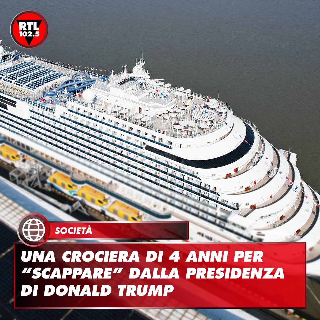 rtl1025's tweet photo. 🇺🇸 Una #crociera di quattro anni per visitare 425 porti in 140 #Paesi e toccare tutti e sette i #continenti per i cittadini americani scontenti della vittoria di #Trump. I passeggeri potranno partire nei prossimi mesi e tornare a terra dopo la fine del mandato del #tycoon https://t.co/8W5GU1Vlvs