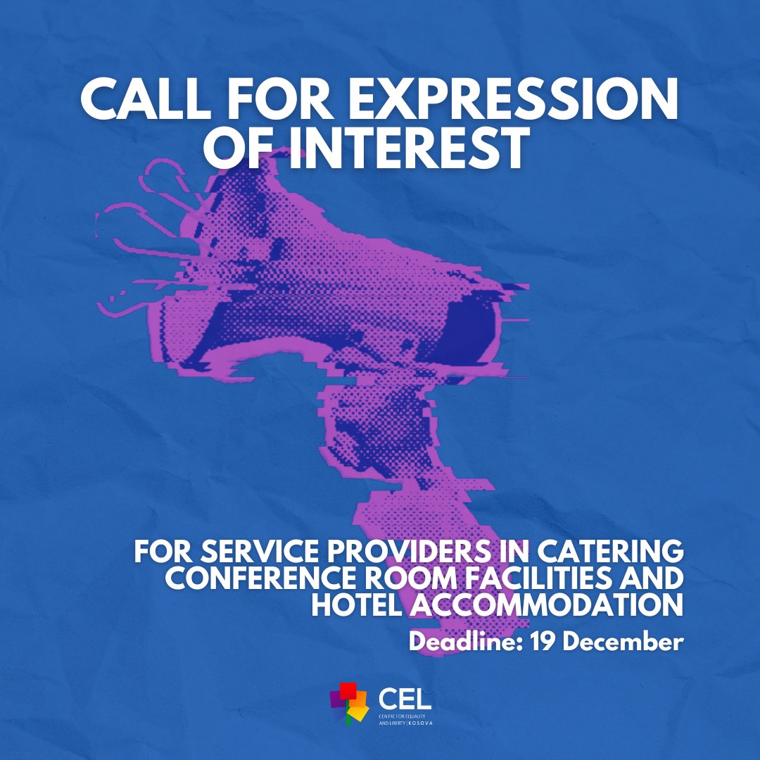 📷 (cel-ks.org/.../call-for-e…)
CEL Kosova is seeking one or several providers to deliver high-quality services in the areas of catering, conference facilities and hotel accommodation. In the link you can find the complete ToR and the detailed Call.