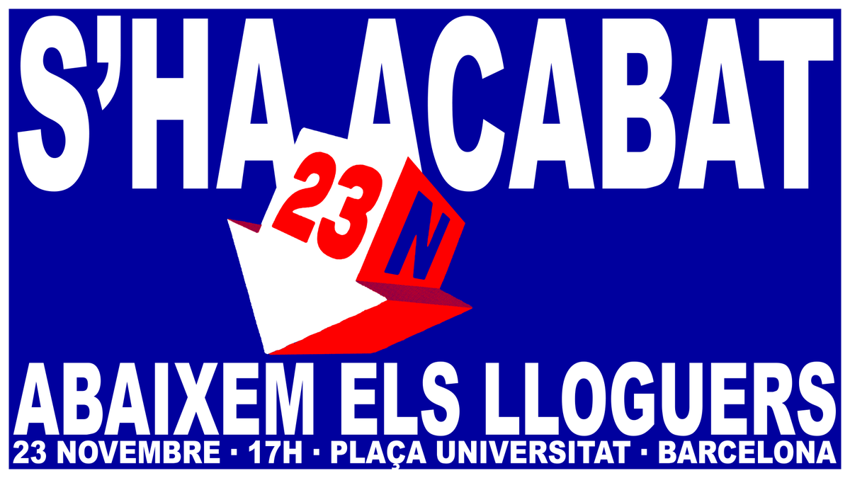 caritasvic's tweet photo. 📣 Ens adherim a la manifestació que se celebrarà a Barcelona el 23 de novembre amb el lema "S'ha acabat, abaixem els lloguers!".
 
👉Davant d’una situació en què el cost dels lloguers asfixia milers de famílies i fa impossible accedir a un habitatge digne, és moment de dir prou. https://t.co/k4M1Yb7qmy