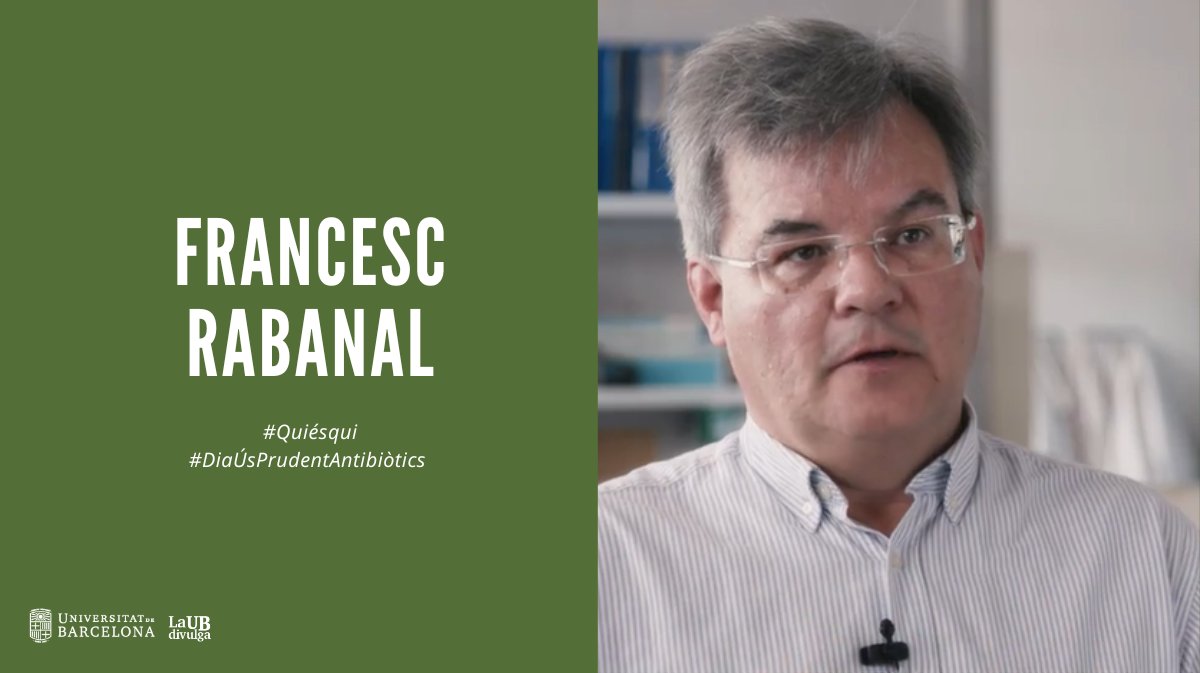 La UB Divulga (@ubdivulga) on Twitter photo Francesc Rabanal és catedràtic de <a href="/QuimicaUB/">Facultat de Química UB</a> i fa recerca sobre compostos que permetin desenvolupar nous antibiòtics que puguin combatre bacteris multiresistents. En aquest vídeo, parla de la resistència als antibiòtics: ub.edu/ubtv/video/a-b… #quiésqui #DiaÚsPrudentAntibiòtics Francesc Rabanal és catedràtic de <a href="/QuimicaUB/">Facultat de Química UB</a> i fa recerca sobre compostos que permetin desenvolupar nous antibiòtics que puguin combatre bacteris multiresistents. En aquest vídeo, parla de la resistència als antibiòtics: ub.edu/ubtv/video/a-b… #quiésqui #DiaÚsPrudentAntibiòtics