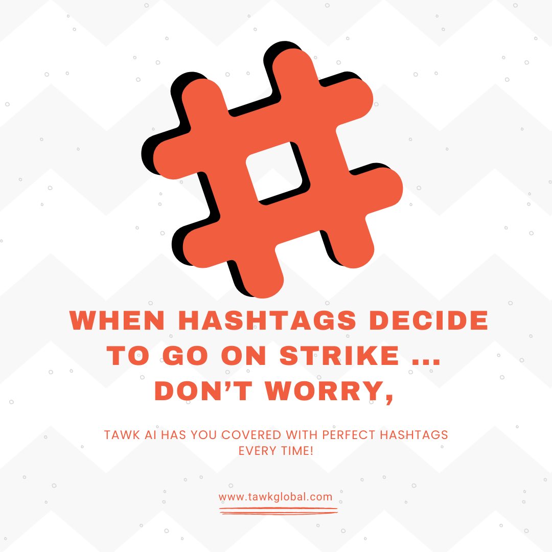 TawkGlobal's tweet photo. Boost your reach effortlessly with Tawk’s AI-powered hashtag generation! Discover the perfect hashtags for your content in seconds, tailored to maximize visibility and engagement. Let AI do the work while you focus on creating. https://t.co/W4FkUDIelr