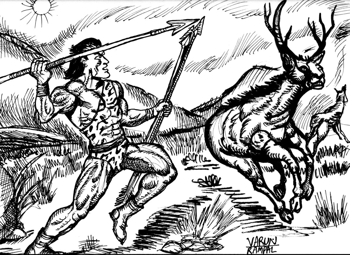 rampal_varun's tweet photo. Spear Hunter chasing Game.
- pen n ink art by Me.
#art #hunter #HuntingField #Hunting #ArtistOnTwitter #drawingart #wednesdaymotivations https://t.co/fEfMJkqDR2