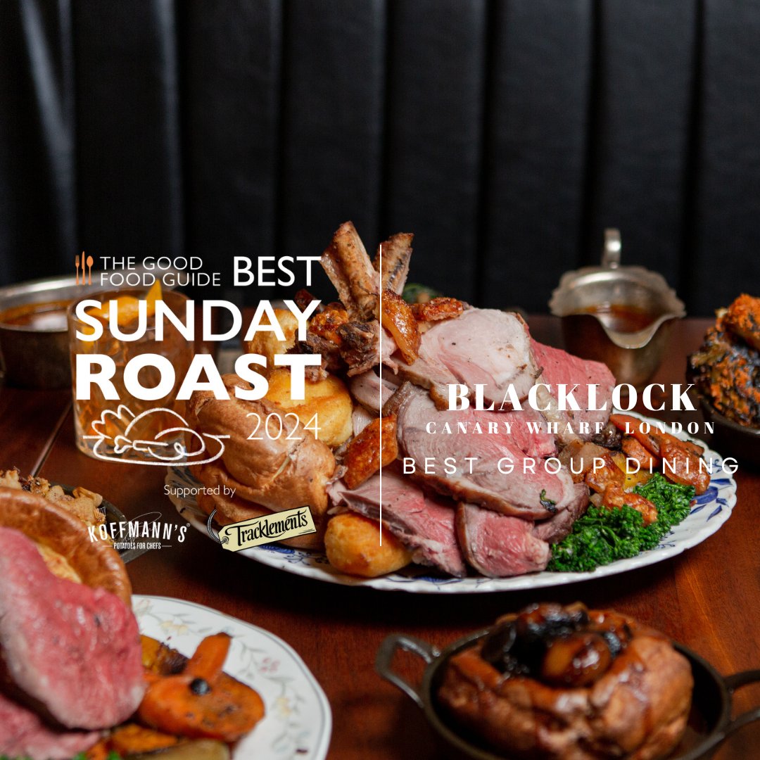 <a href="/BlacklockChops/">Blacklock</a> Canary Wharf, London wins Best Sunday Roast for Group Dining 2024.
 
Read the full list: eu1.hubs.ly/H0dS2TP0

#GFG #BestSundayRoast #Blacklock #London #CanaryWharf