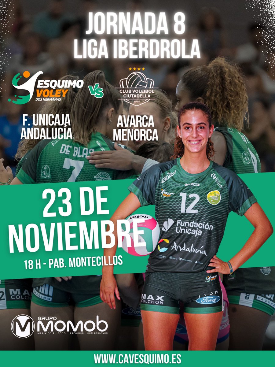 ⚔️ ¡QUE EL RITMO NO PARE! Este SÁBADO tenemos una nueva batalla en casa frente a Avarca de Menorca 

📆 Sábado 23 de noviembre 
⏰ 18.00 horas 
⚔️ Avarca de Menorca 
📍 Pabellón Los Montecillos

🕺🏽 QUEREMOS MÁS 

🎟️ Entradas: entradium.com/es/events/liga…

#TodoAlVerde #SomosEsquimo