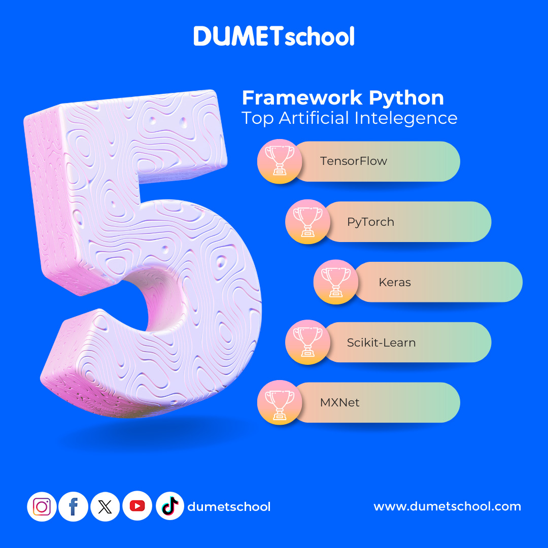 dumetschool's tweet image. Yang lagi belajar Python harus tau nih 5 framework python yang banyak digunakan!
Ada yang pernah pakai? Pernah coba pakai yang mana? 🤔
#dumetschool #python #kursuspython #frameworkpython