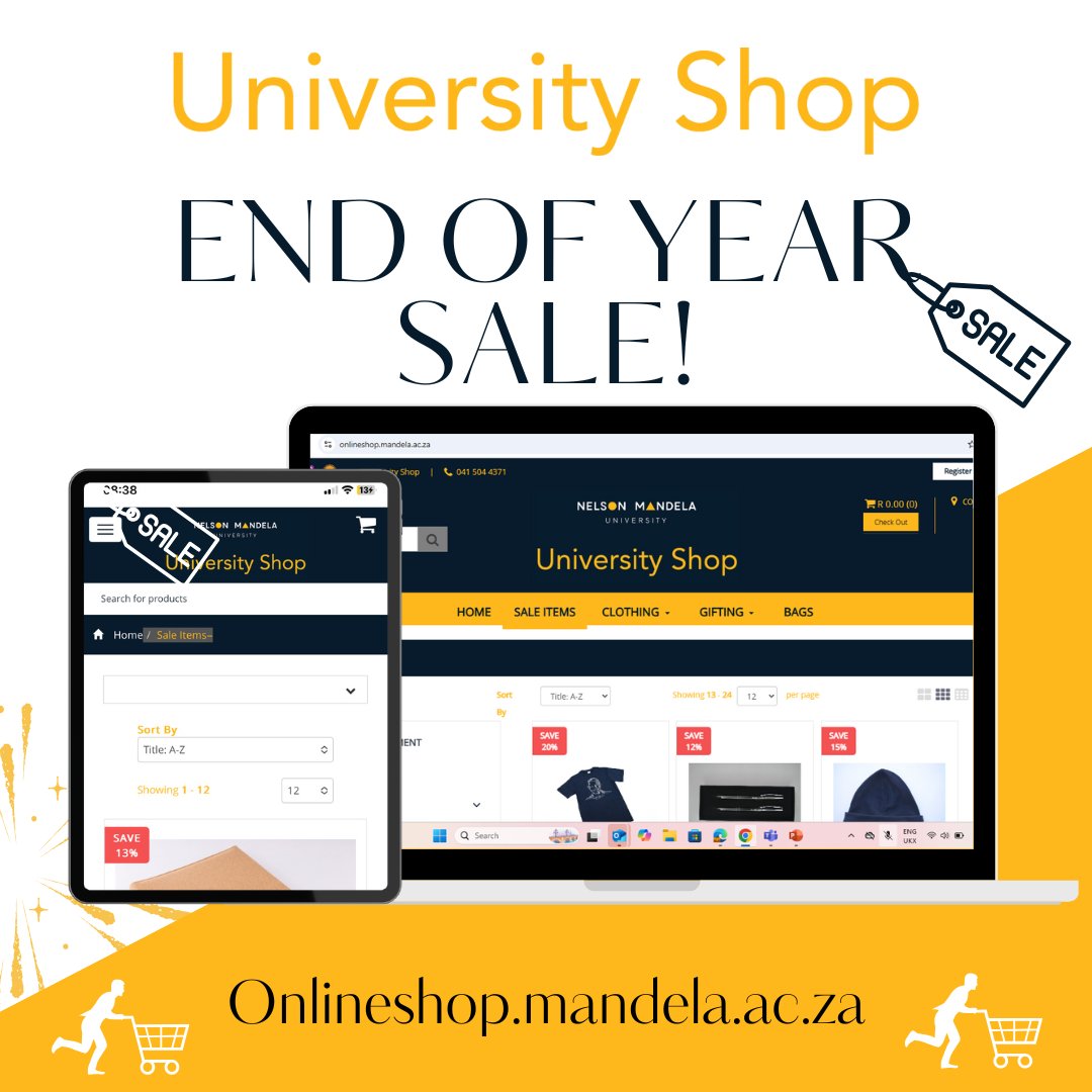 ShopMandelauni's tweet photo. 🎉 End of Year Sale is ON! 🎉 

Don't miss out on amazing deals—shop now and save big before it's gone! 🛒Shop online today and ring in the new year with a bargain! ✨
https://t.co/qLeP7WNBL1
 #mandelauniversityshop #ShopOnline #EndOfYearSale https://t.co/OgqMKNdrCG