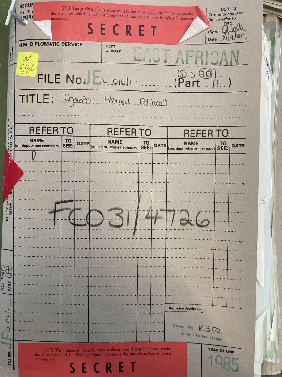 klaus_schlichte's tweet photo. For those interested in when the British government changed its attitude towards Museveni during the bush war, from the National Archives, London-Kew https://t.co/q7ibJLR2Az