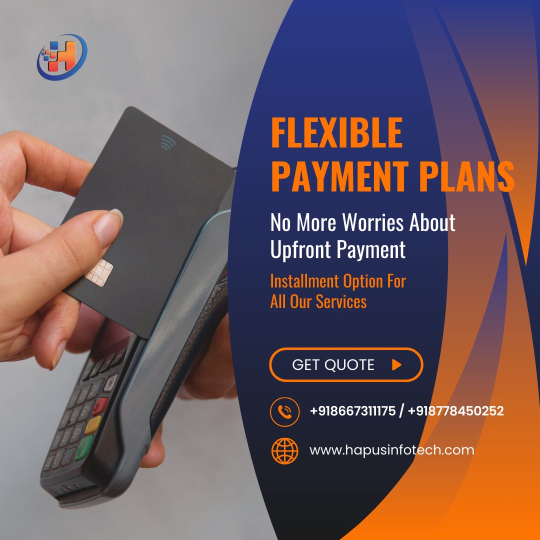 hapusinfotech's tweet photo. Worried about upfront costs? Enjoy flexible payment plans with easy installment options available for all our services.

Contact: +91 86673 11175/+91 87784 50252
To know more: https://t.co/KoyDhYAQoN

#hapusinfotech #webdevelopment #FlexiblePayments #stressfreepayments #webdesign https://t.co/f7Tvs7up5i